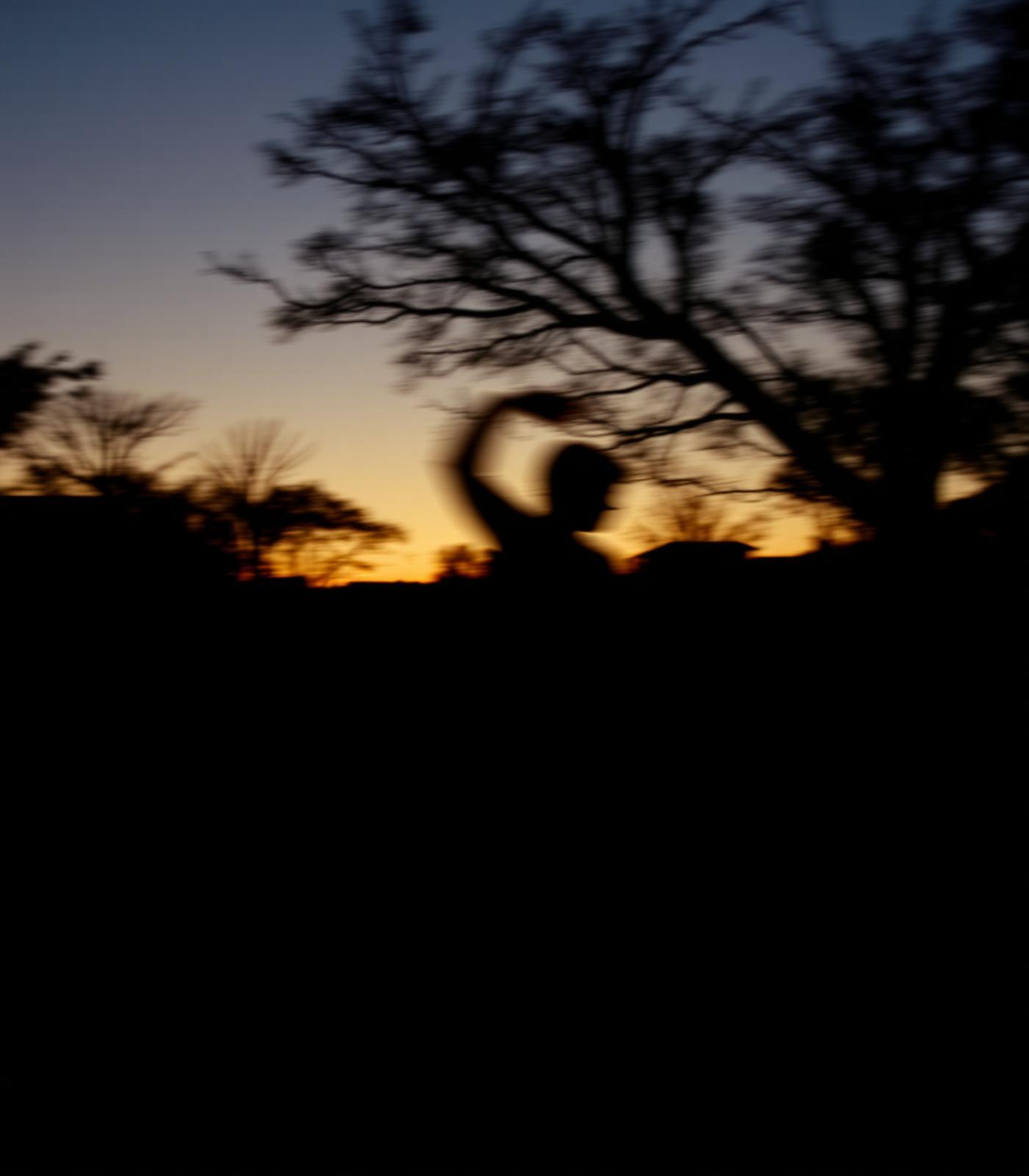 Silhouette in motion at dusk